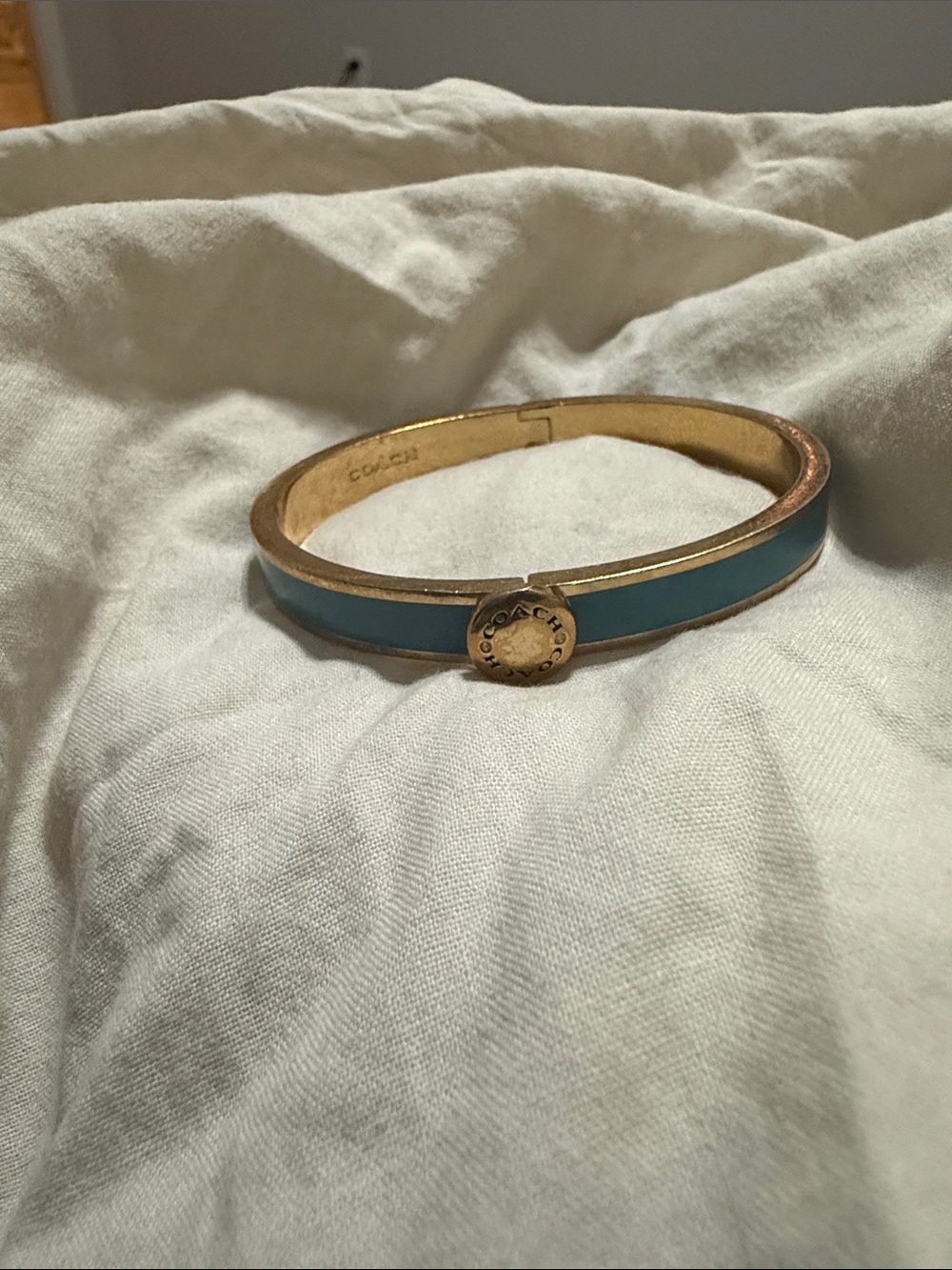 Coach Gold-Tone Bangle with Turquoise Enamel